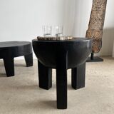 Monoxyl sofa end in black mango tree tripod half-sphere tray h:45 d:44