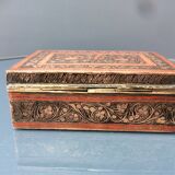Old box in chiseled and carved brass