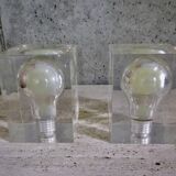 Pair of Pierre Giraudon resin inclusions bulbs