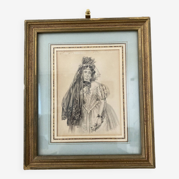 Gravure dame du XIXème siècle