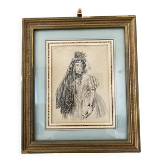 Gravure dame du XIXème siècle