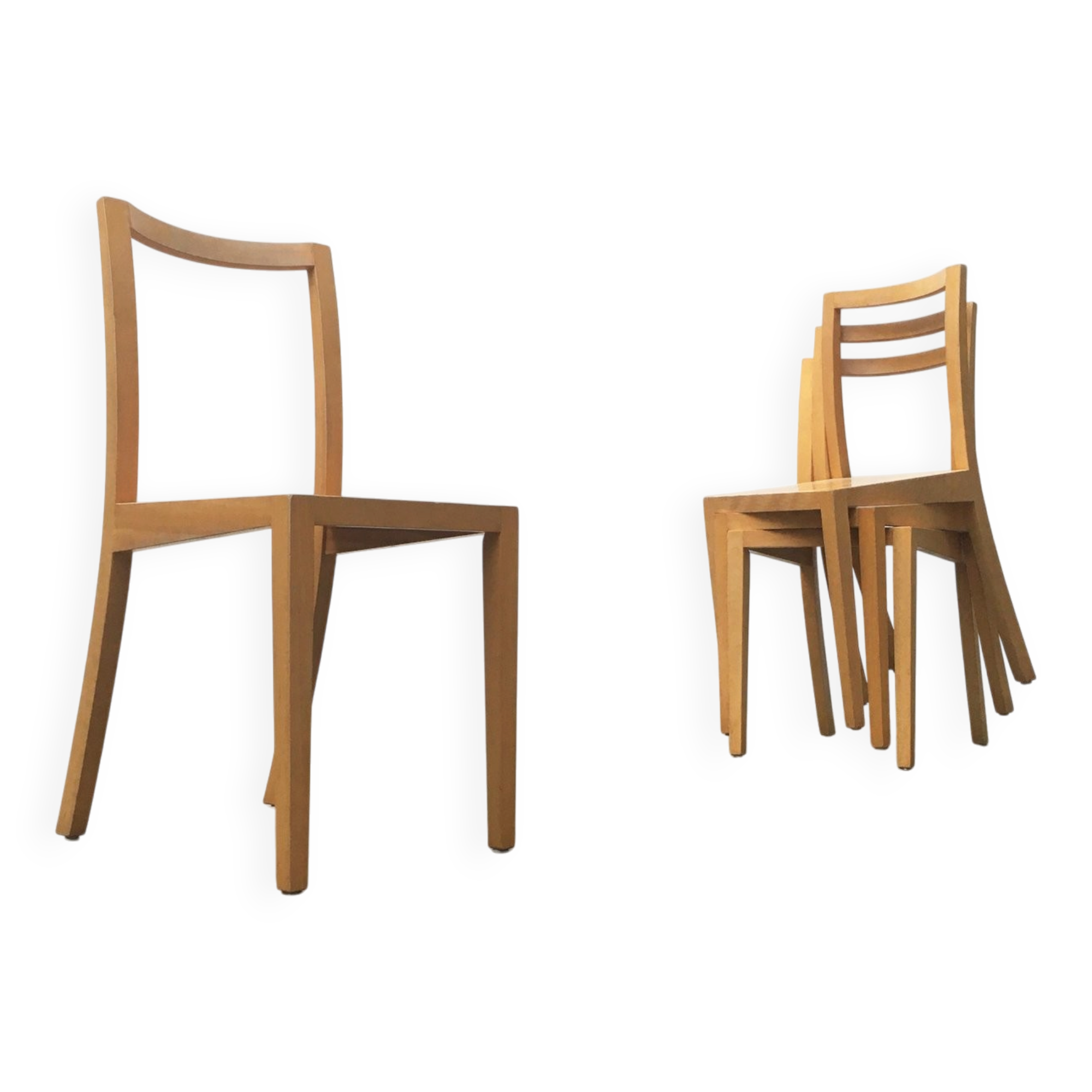 Chaises de salle à manger en bois vintage de Sirch, Bitzer, lot de 4
