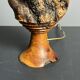 Sculptural artisanal brutalist midcentury burl wood turned table lamp 1960s