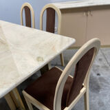 Vintage 1970s dining room set / wooden table, chair and sideboard