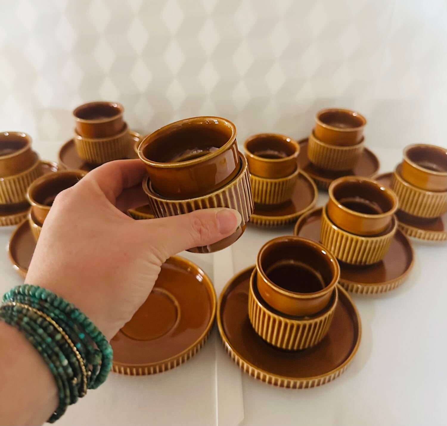 Set of 10 cups and saucers Tognana Italy 70s