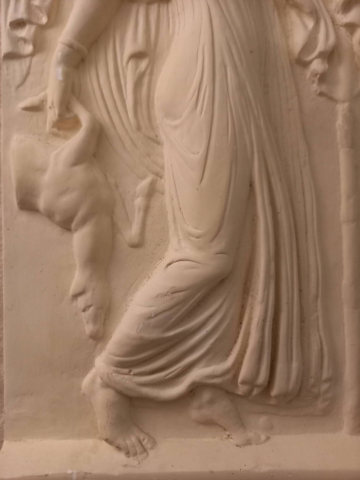 Bas-relief, museum replica, dancing maenad, ancient Greece, handmade plaster cast