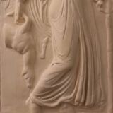 Bas-relief, museum replica, dancing maenad, ancient Greece, handmade plaster cast