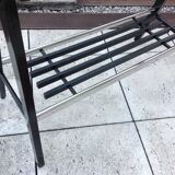 Console in black lacquered wood and chromed metal / vintage 60s-70s