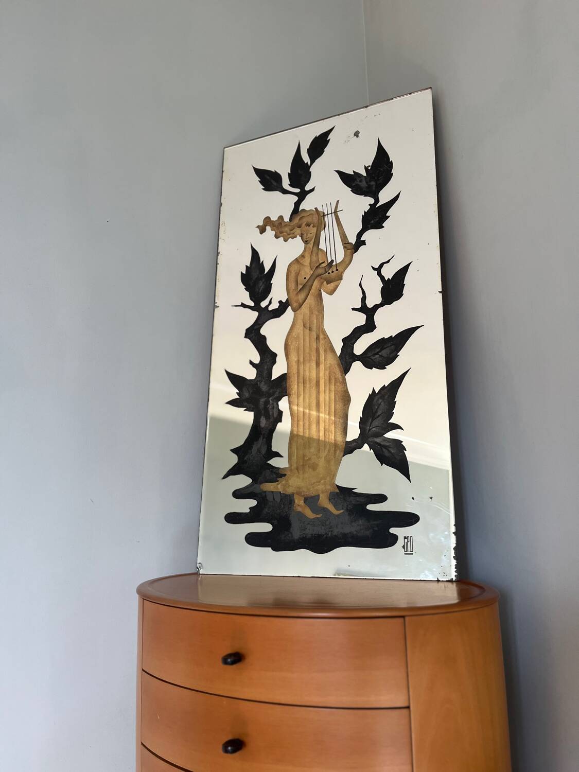 Miroir en verre églomisé