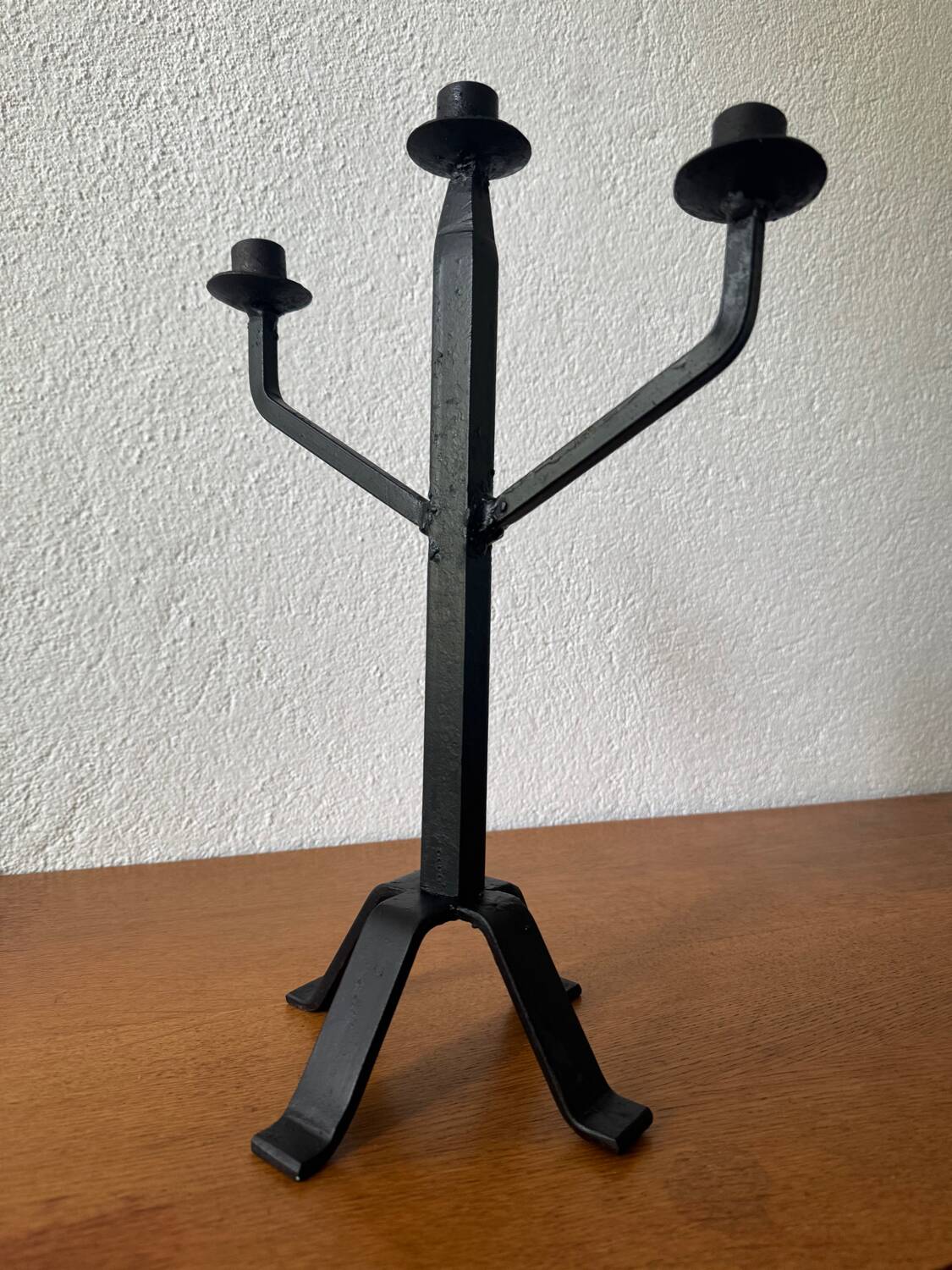 Brutalist wrought iron chandelier signed 1960s