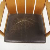 leather and oak armchair, Ferdinand Lundqvist, Sweden, 1960