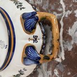 Antique, flat, bowler cup, centerpiece, Gien earthenware, nineteenth century, Renaissance décor