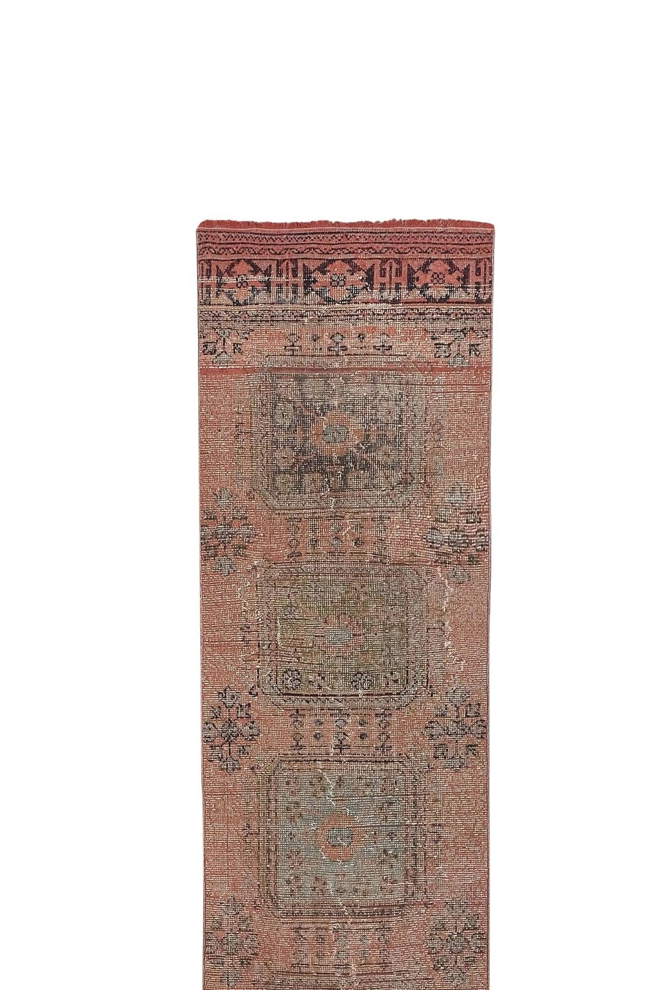 Vintage Turkish hallway rug 85x683 cm