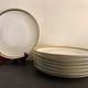 8 flat porcelain plates from Limoges Bernardaud, gilded Greek decoration, twentieth century