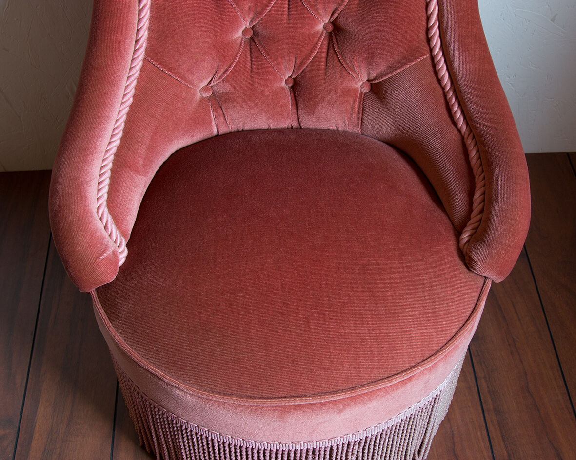 Fauteuil crapaud velours rose
