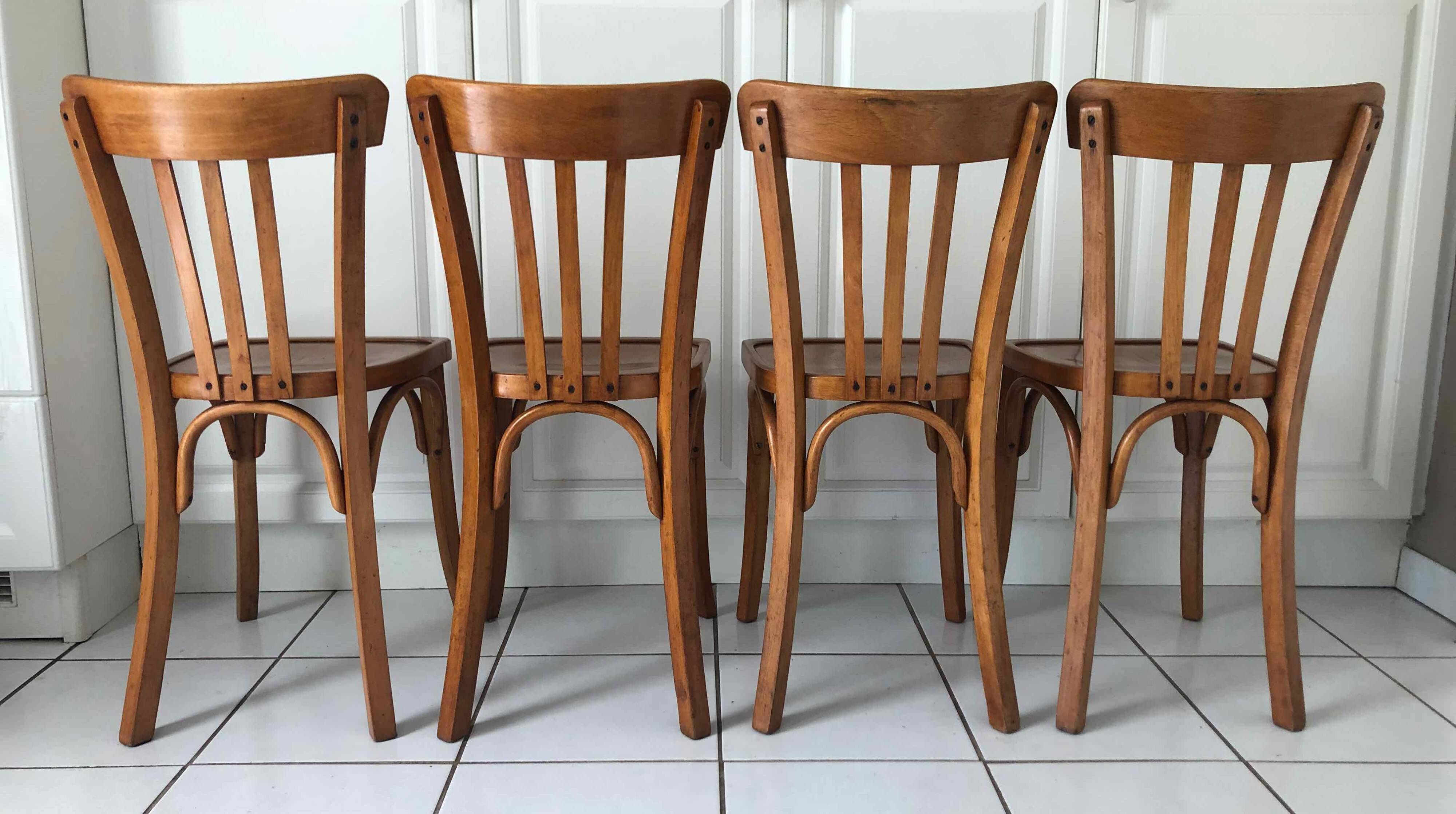 4 chaises bistrot années 50 type Baumann