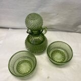 Green glass ramekin pitcher set