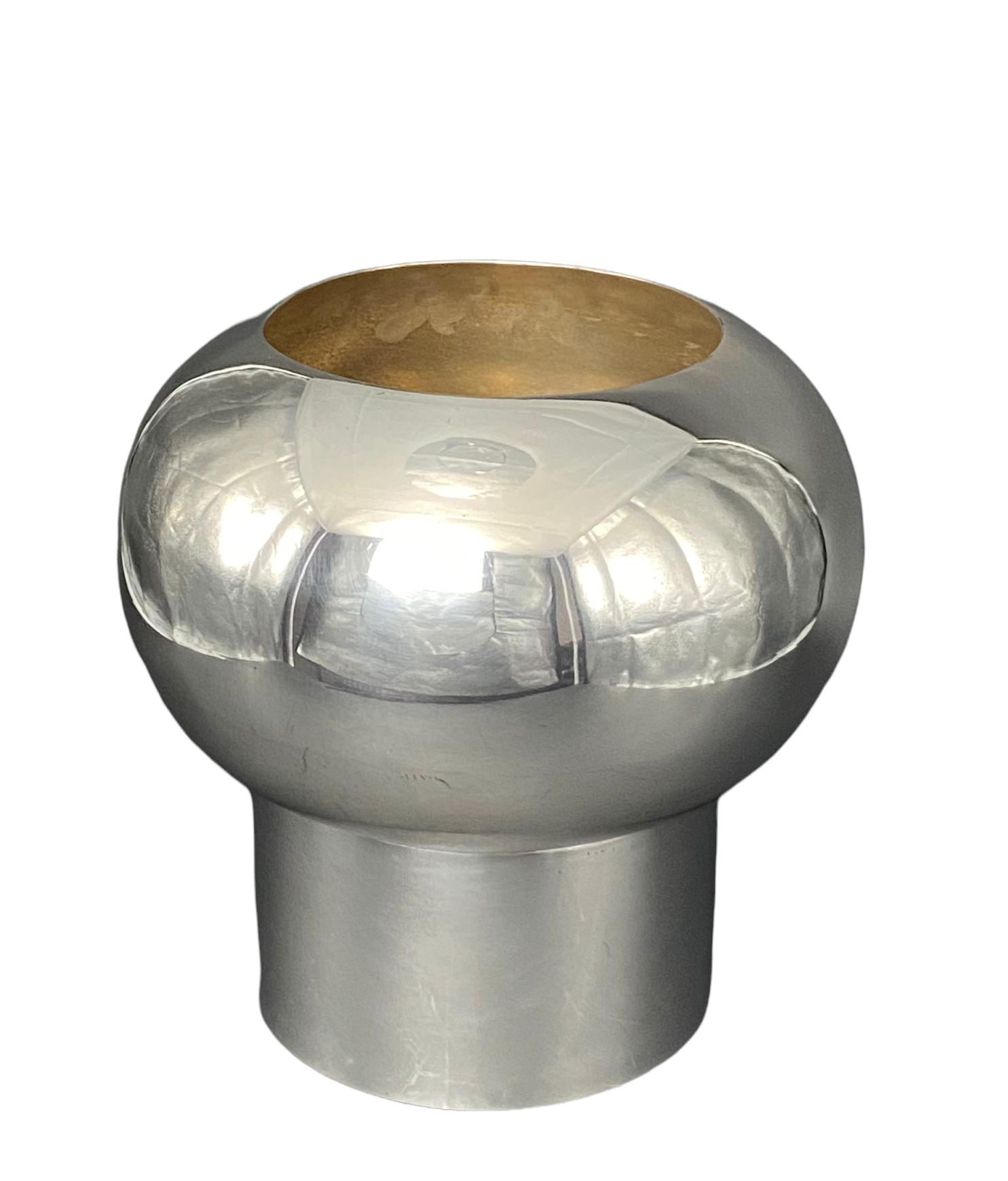 Midcentury modern centerpiece silver plated vase, Teghini Firenze, Italy, ca. 1970