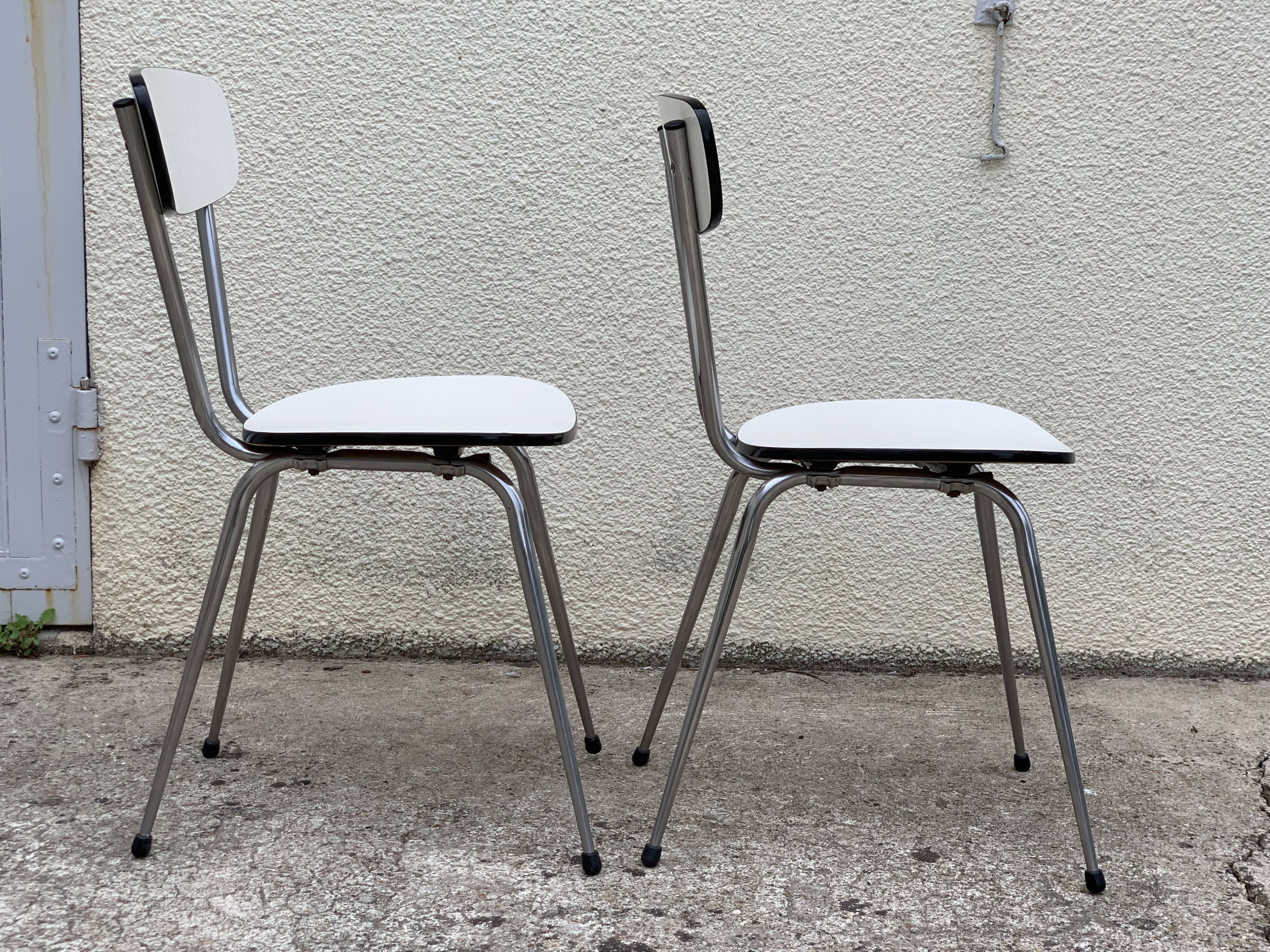 Formica chairs white compass feet