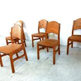 Vintage pine wood dining chairs - 1970s