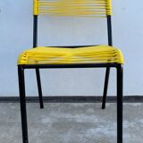 4 yellow scoubidou chairs, 1950