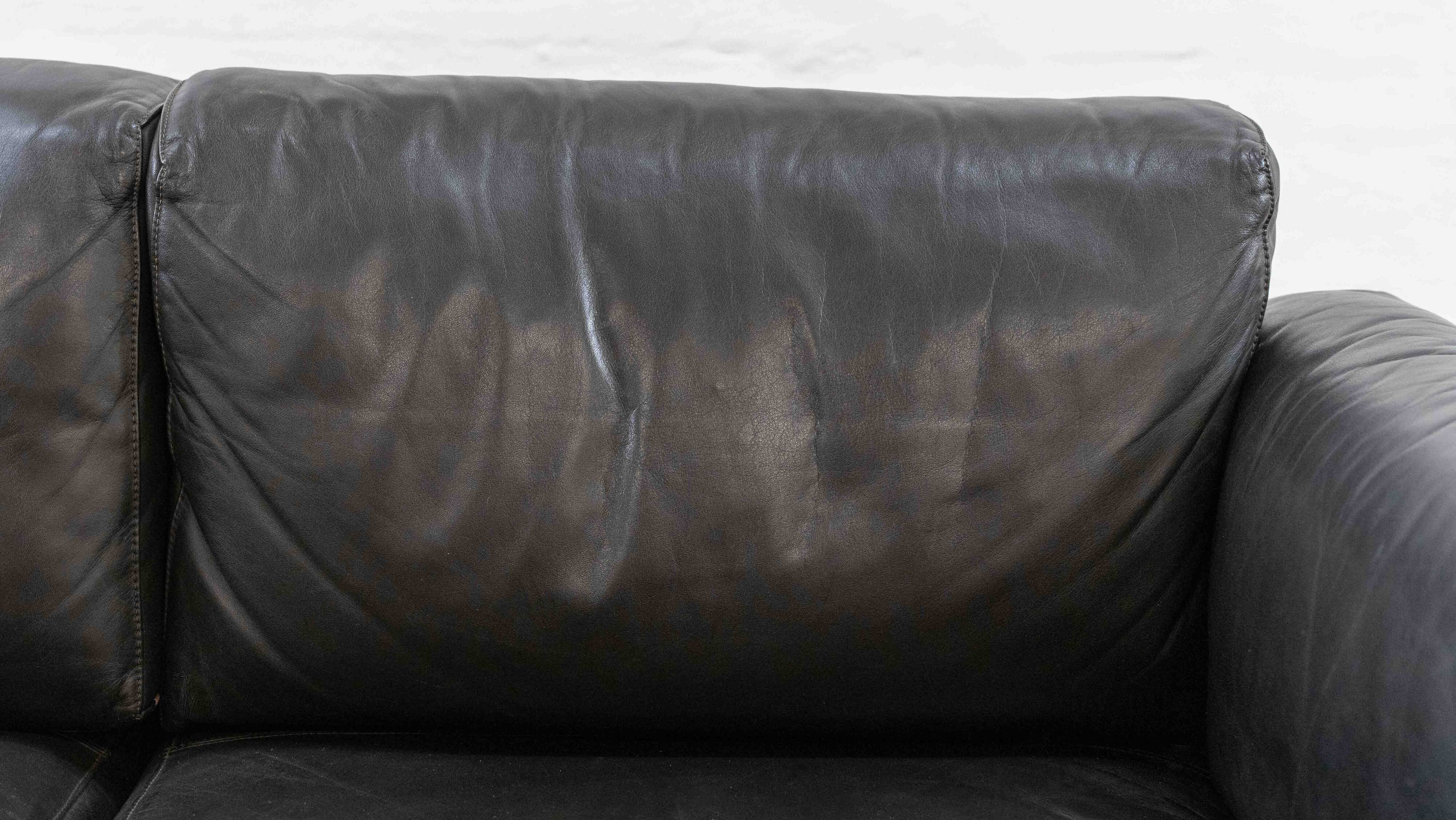 Bastiano Leather Sofa in Black by Tobia Scarpa for Gavina / Knoll