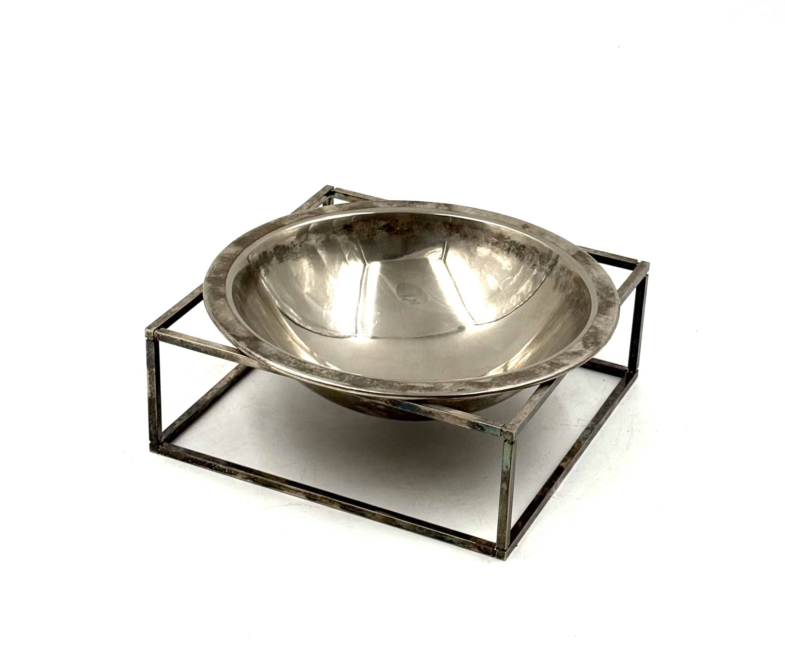 Mid-century modern silver-plated bowl / vide poche, PM Italy 1970s