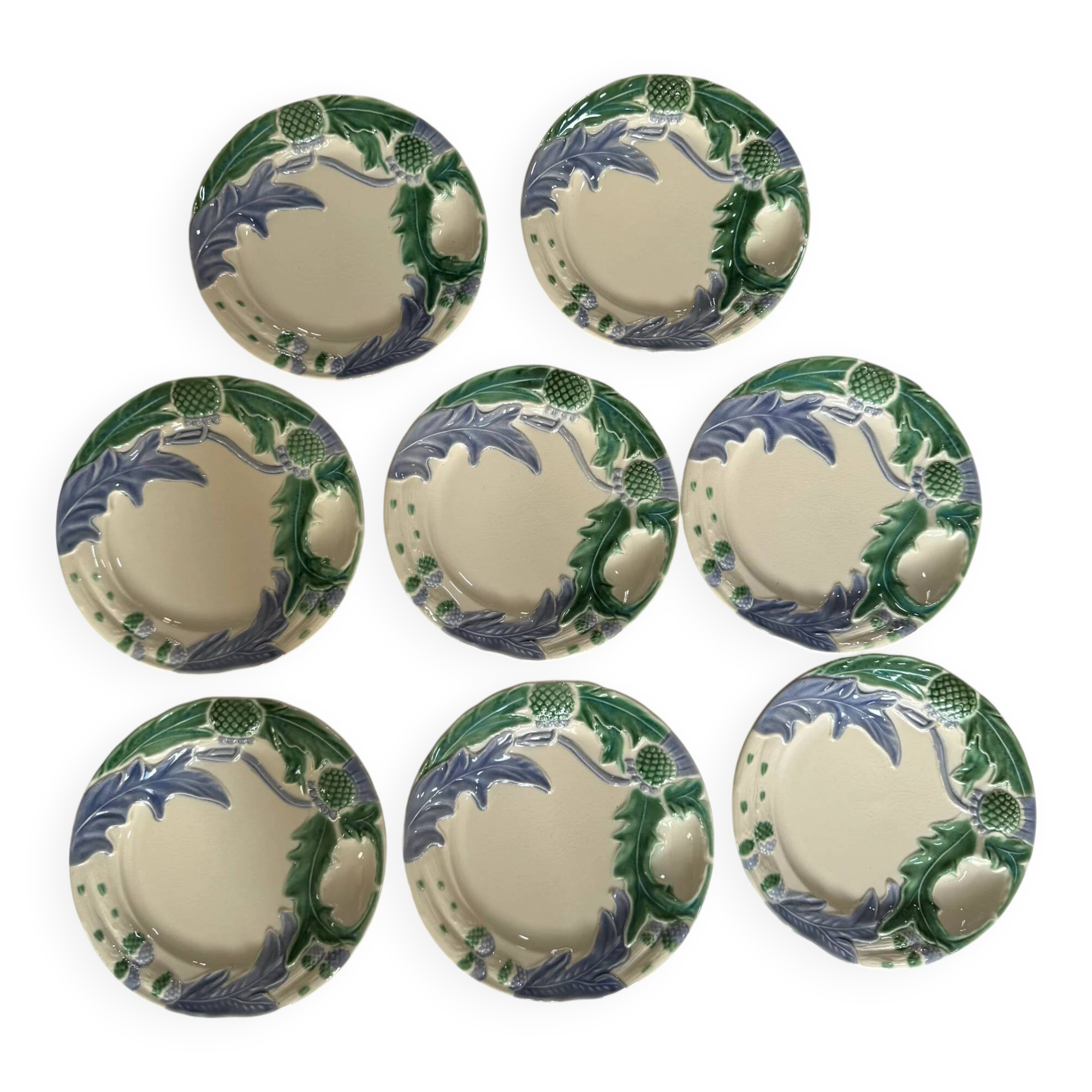 Set of 8 asparagus majolica plates