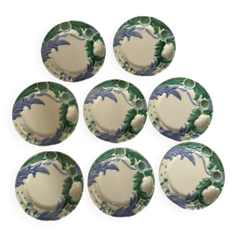 Set of 8 asparagus majolica plates