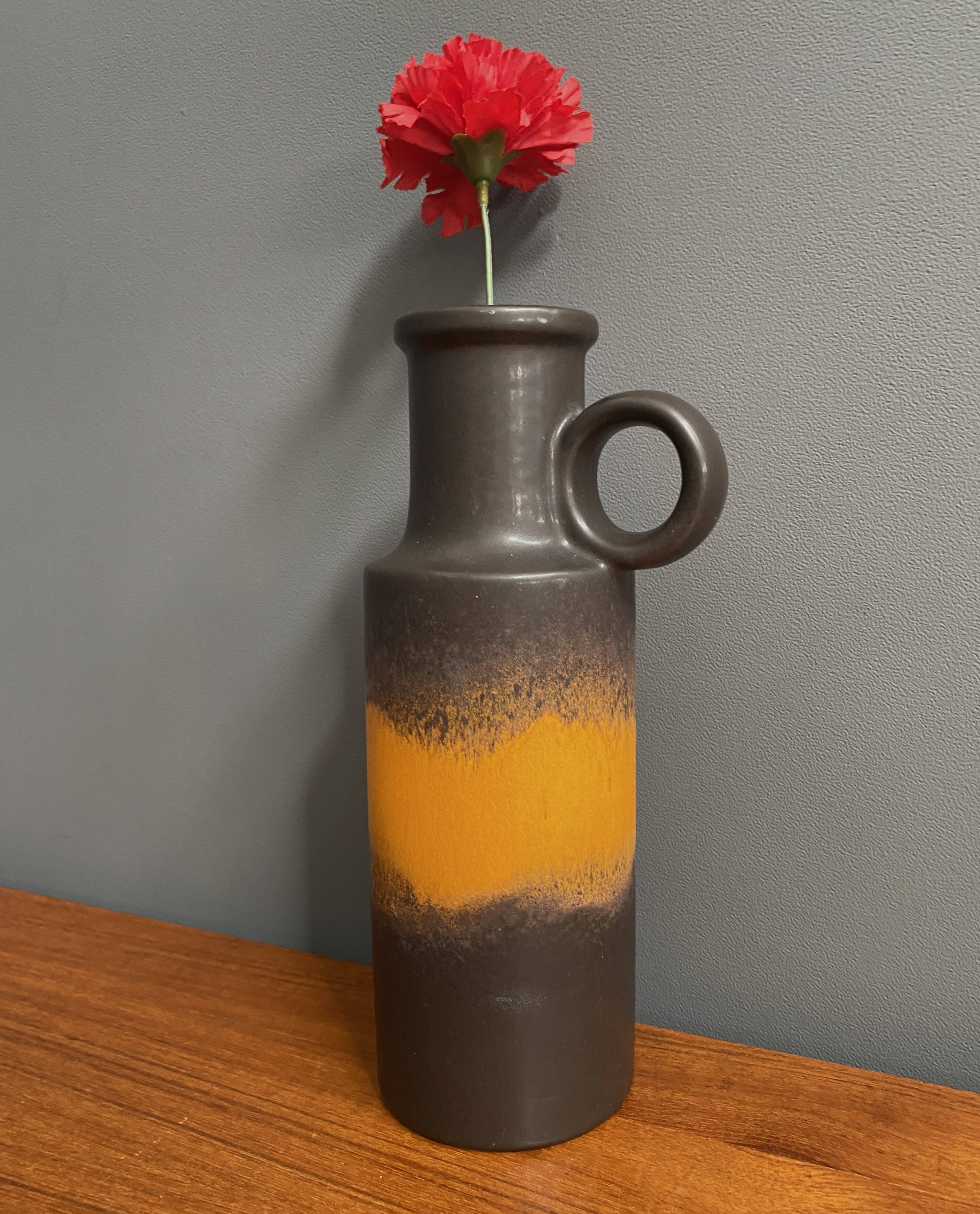 vase marron et orange Allemagne de l'Ouest Scheurich modèle 401-28 années 1970