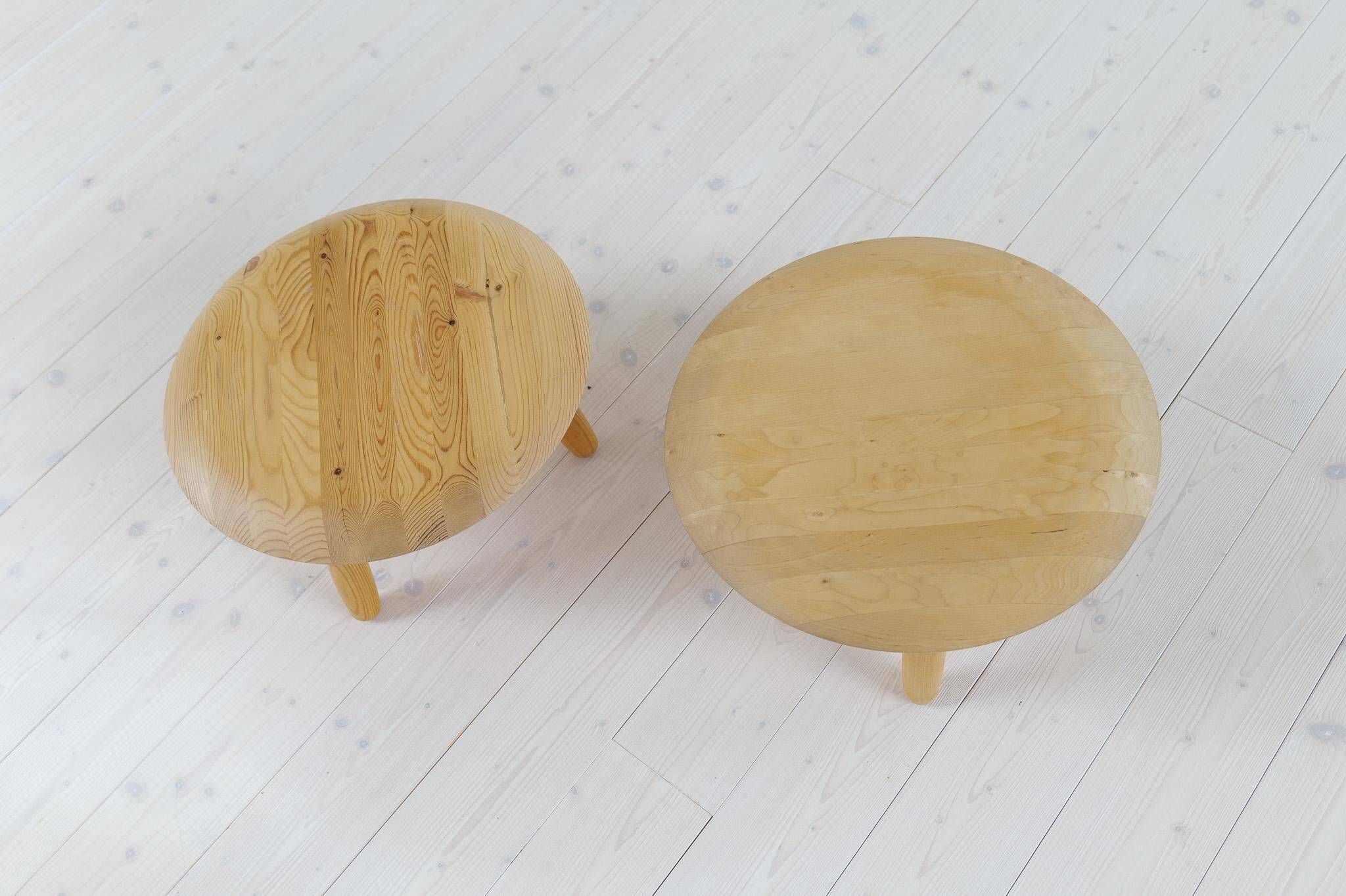 Swedish pair of organic mushroom stools in birch Ikea 2009