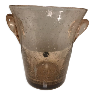 Champagne bucket in bubble blown glass, Verrerie de Riom