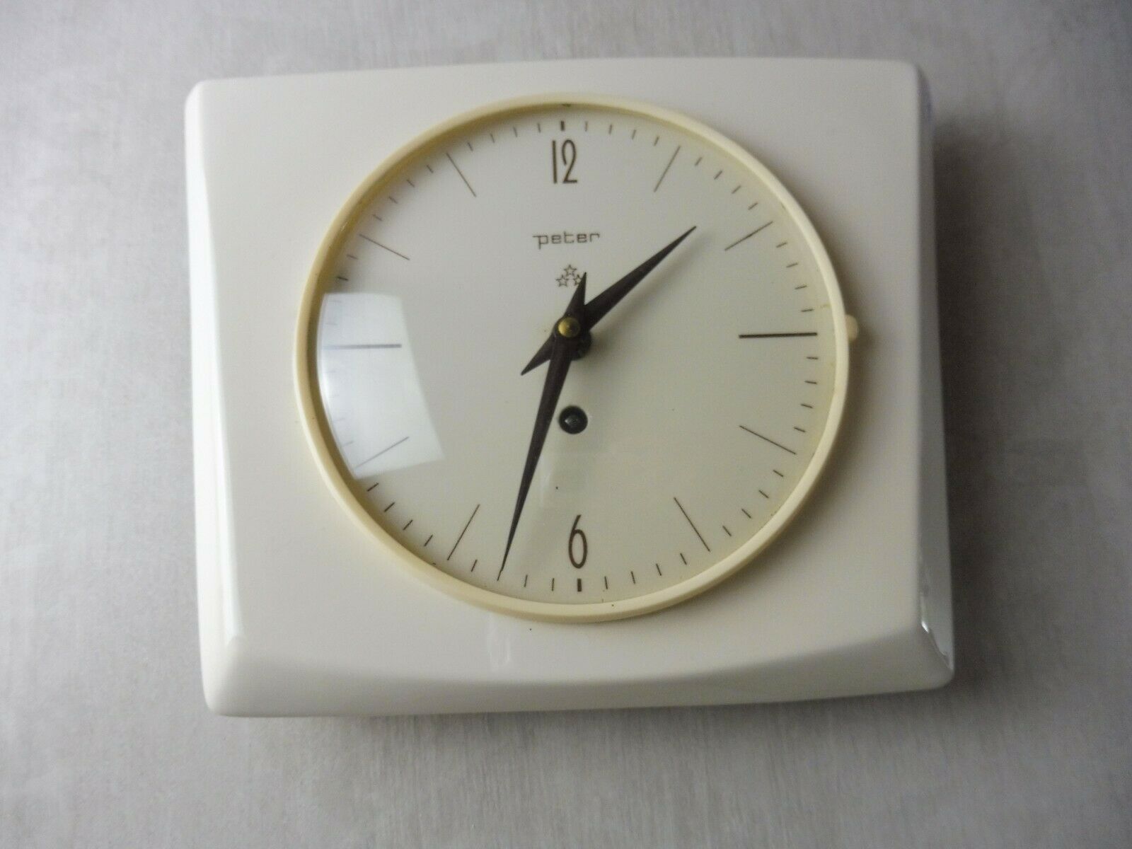 Old mechanical watch/clock, Peter, ceramic, vintage
