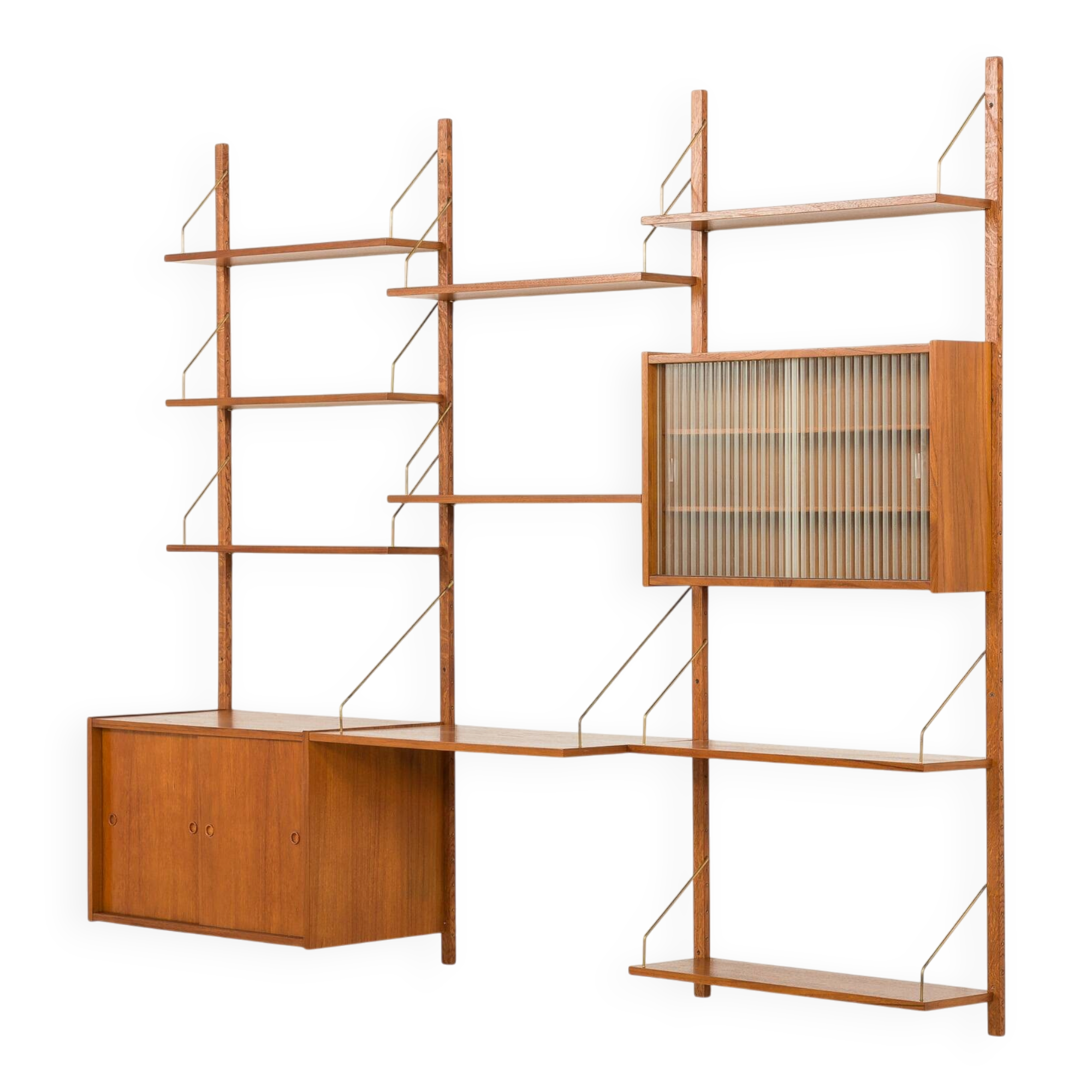 Preben Sorensen PS System teak wall unit, Randers, Denmark, 1960s
