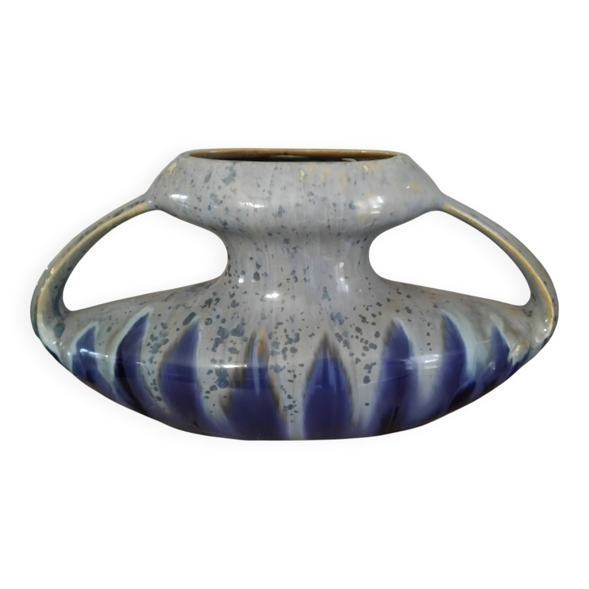 Ceramic vase with handles, signed Gustave De Bruyn, Fives, Lille, Art Deco period