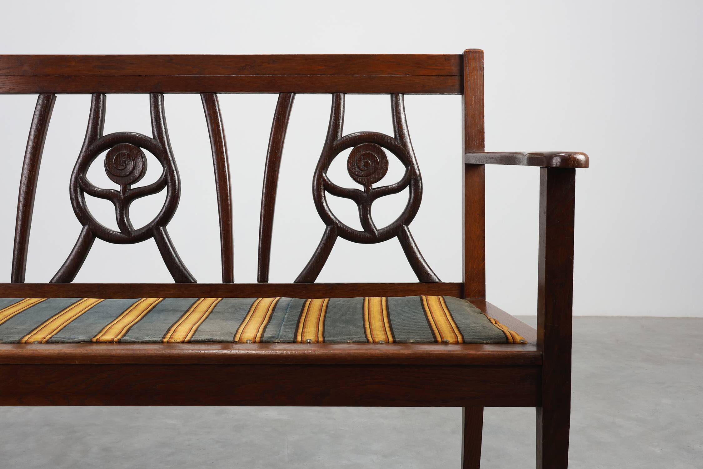 Belgium art deco bench in oak wood 1920s