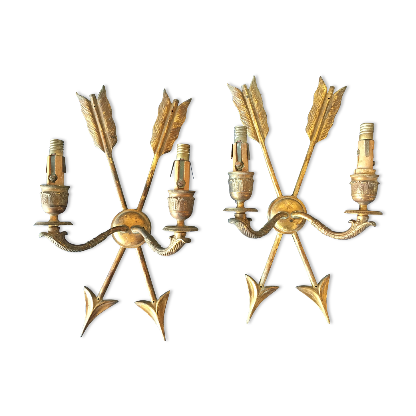 Pair of bronze empire wall sconces