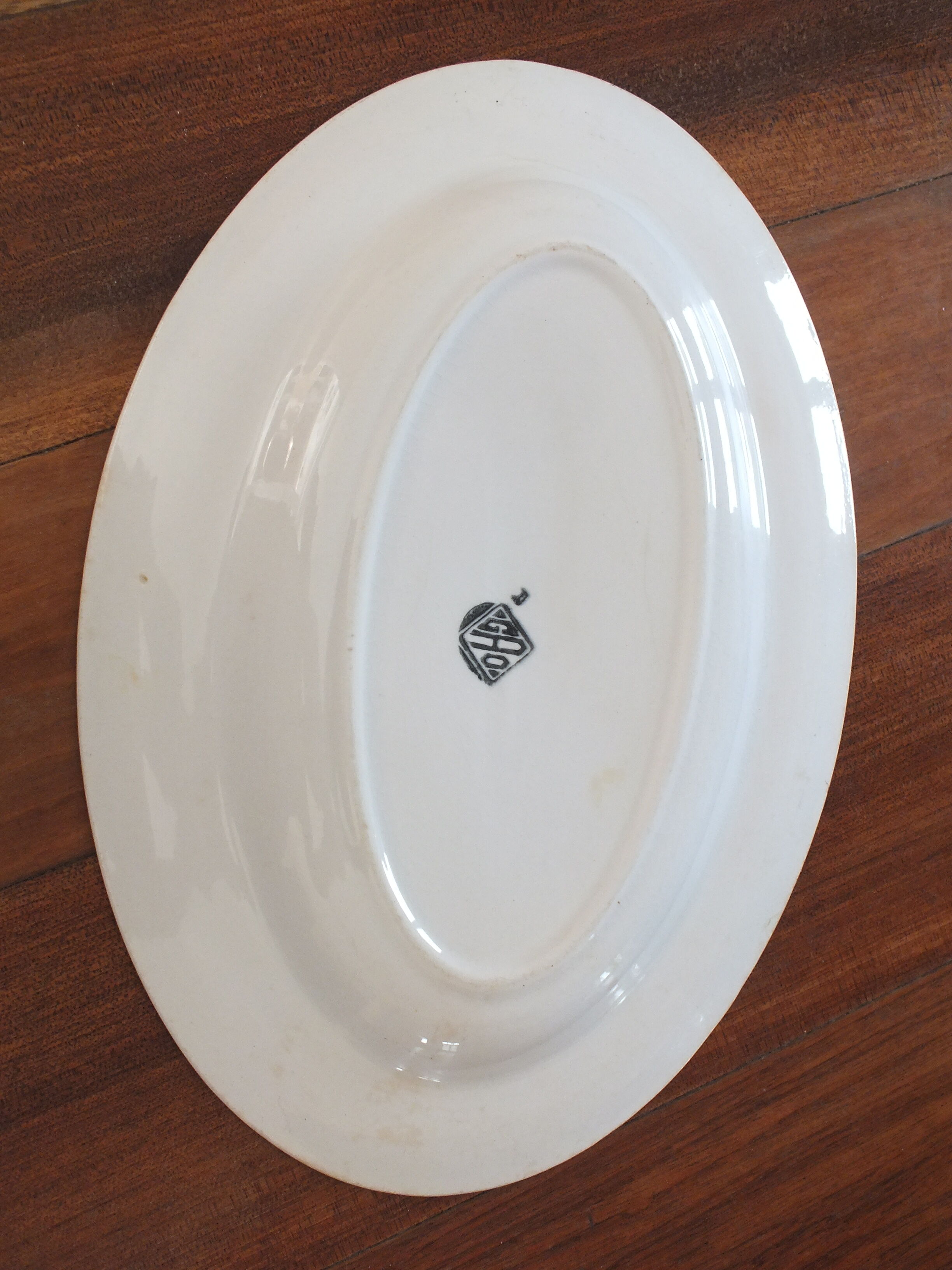 Vintage oval dish 50s - flowers tampon gao