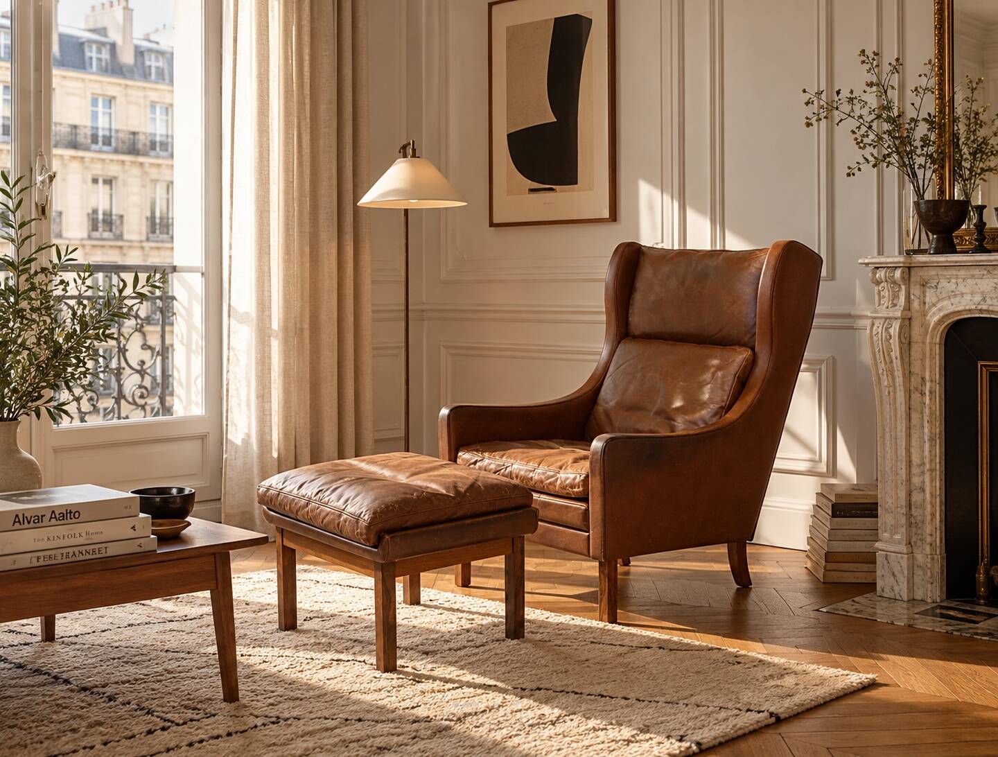 Scandinavian leather armchair, Denmark, 1960