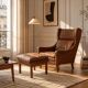 Scandinavian leather armchair, Denmark, 1960