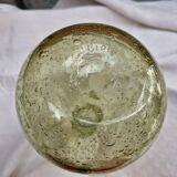 Vintage carafe signed Biot, blown glass, bubbled.