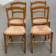 4 chaises bois massif blond chêne moyen satin et paille