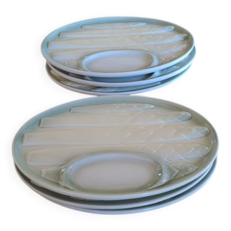 Assiettes à asperges en barbotine
