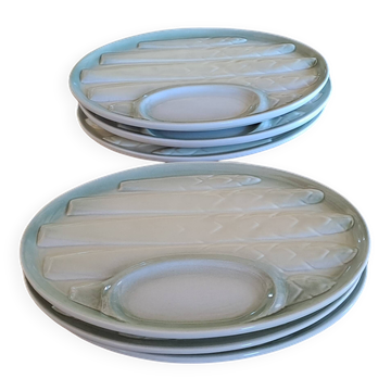 Assiettes à asperges en barbotine
