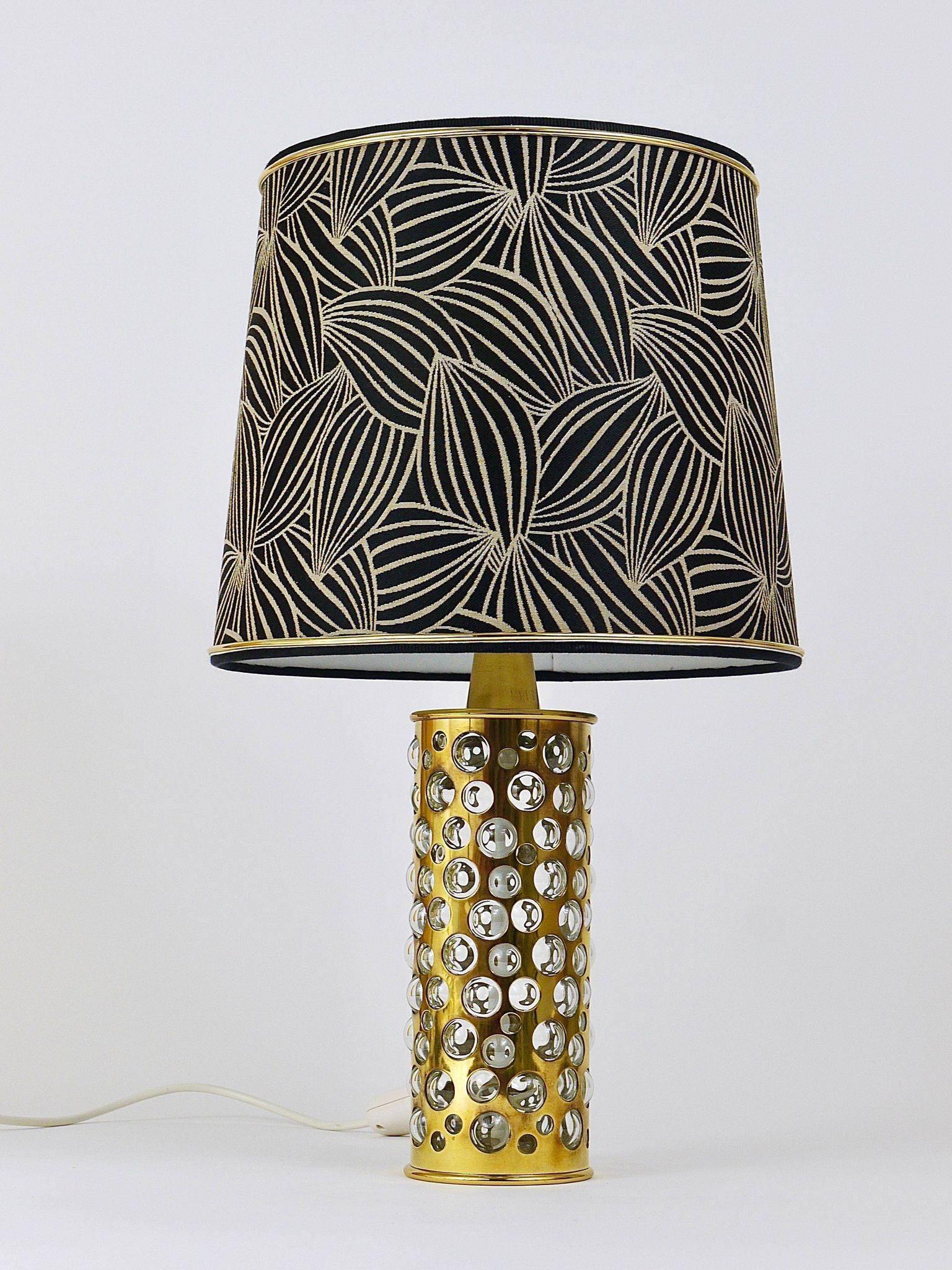 Rupert table lamp by Nikoll mid-century in brass tube and bubble glass, Austria, 1950s.