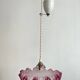 Opaline glass pendant light, frilly, rises and falls