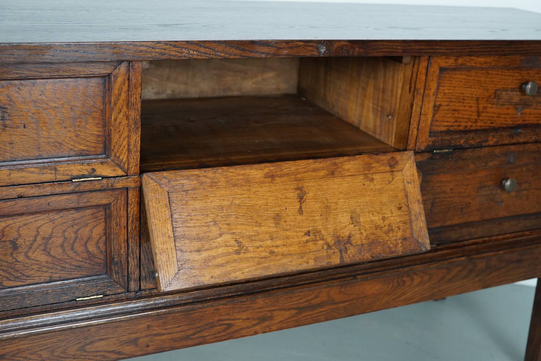 Antique French Oak Apothecary / Filing Cabinet Folding Doors, Early 20th Ce
