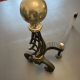 Chenets modernist bronze and cast iron