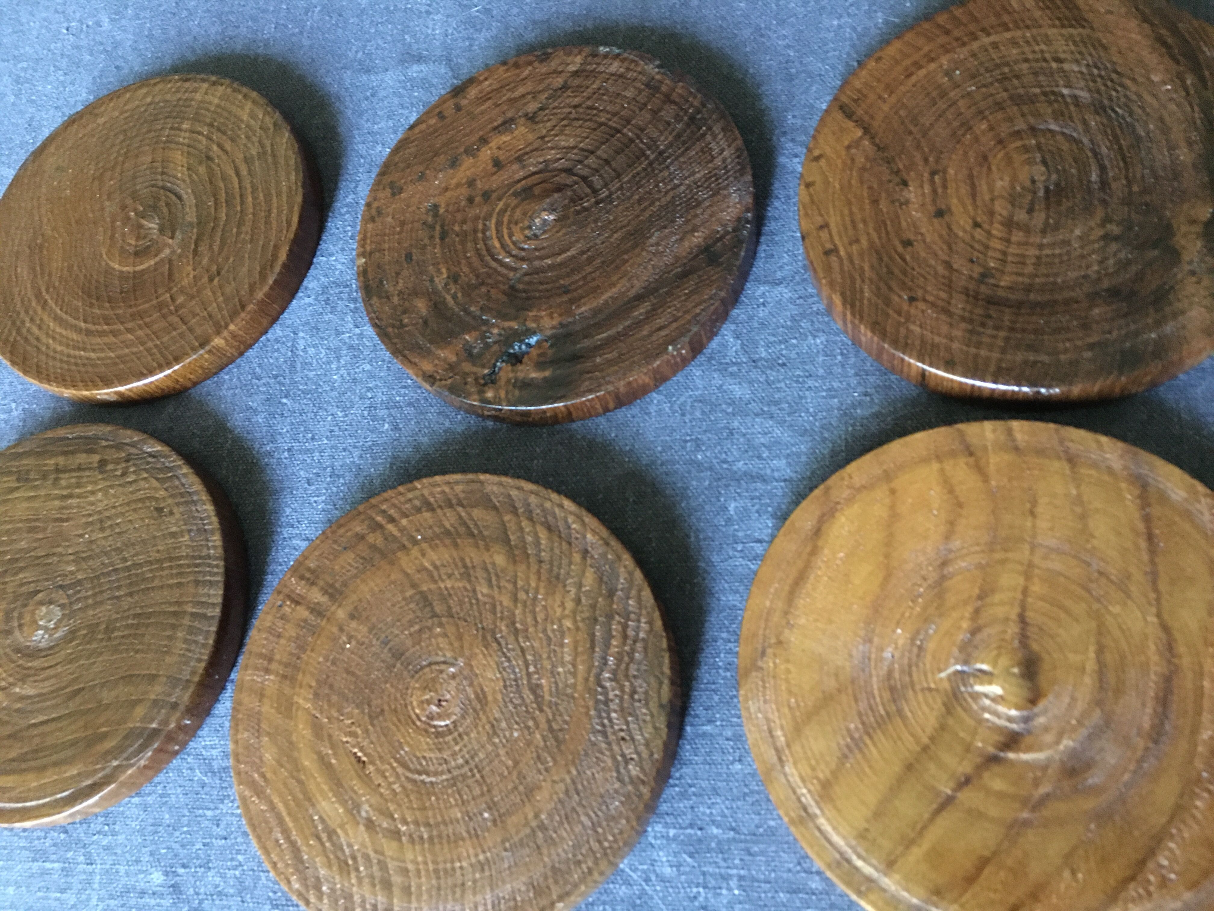 8 coasters and carved wooden box