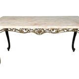 Louis XV style coffee table in marble and copper